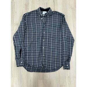 BILLY REID Gray Check Shirt Standard Fit Cotton Cashmere Sz Small Portugal
